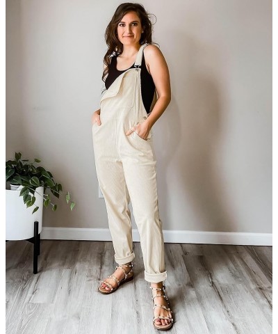 Corduroy Overalls for Women Adjustable Straps Fashion Bib Overall Jumpsuit with Pocket Tapered Leg Trendy 90s Vanilla $25.75 ...