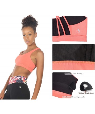 Women's Padded Strappy Workout Running Sports Bras Medium Impact Fusion Coral $13.50 Lingerie