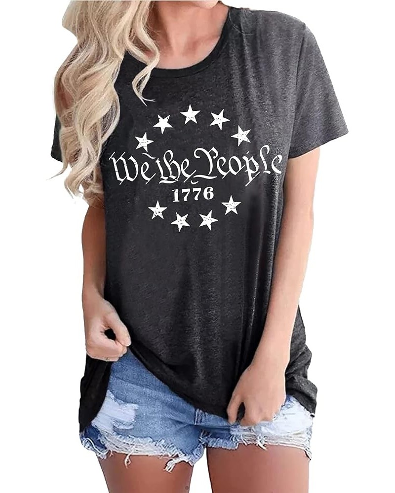 We The People 1776 Shirts for Women 4th of July T-Shirts American Flag Tee Patriotic Graphic Shirt Tops A Grey1 $12.09 T-Shirts