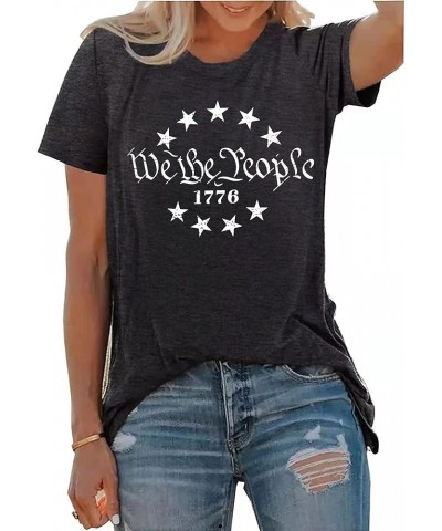 We The People 1776 Shirts for Women 4th of July T-Shirts American Flag Tee Patriotic Graphic Shirt Tops A Grey1 $12.09 T-Shirts