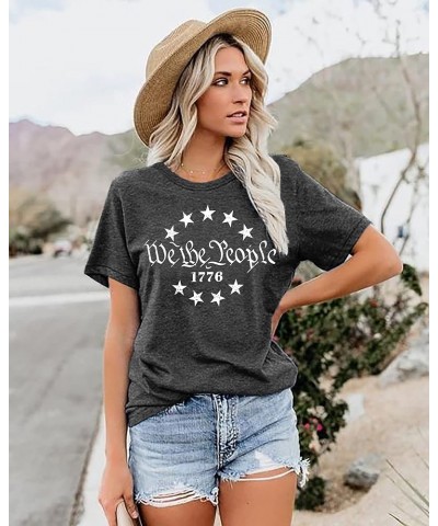 We The People 1776 Shirts for Women 4th of July T-Shirts American Flag Tee Patriotic Graphic Shirt Tops A Grey1 $12.09 T-Shirts