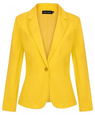 Blazers for Women Casual Long Sleeve Button Front Blazer Work Office Blazers Jacket with Pockets Yellow 2 $24.50 Blazers