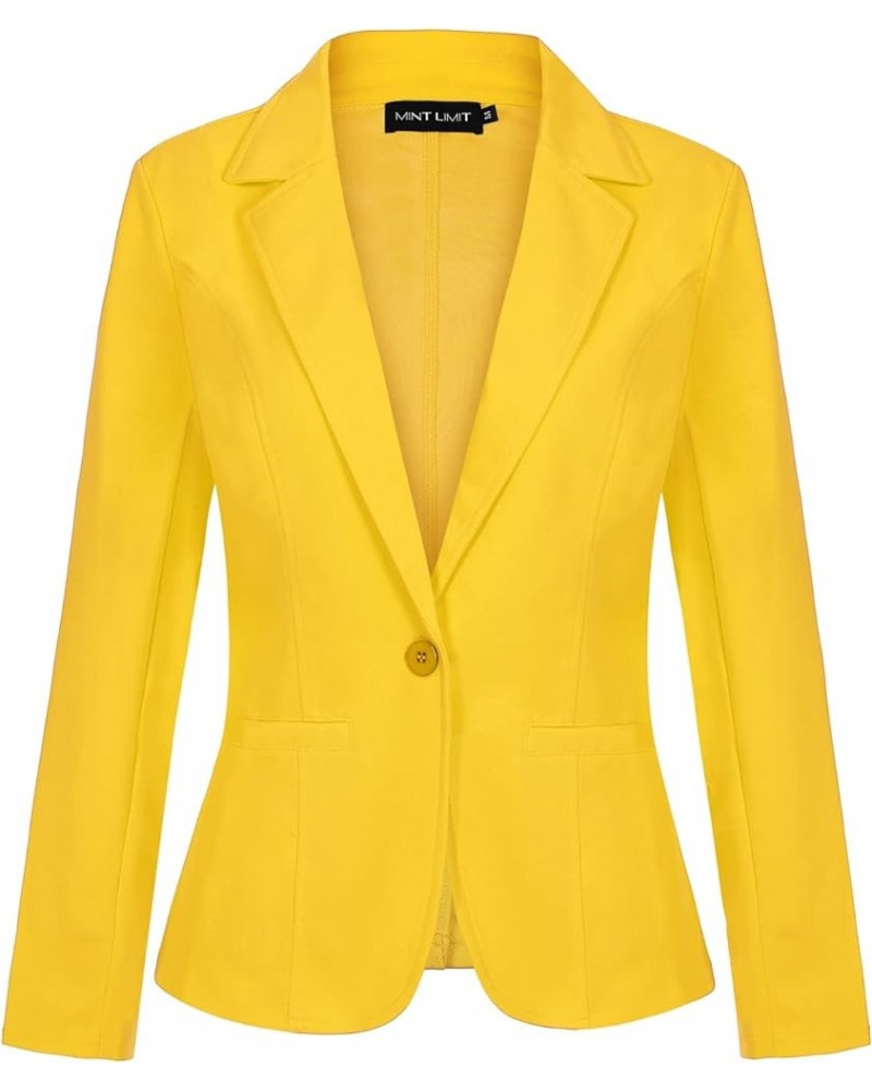 Blazers for Women Casual Long Sleeve Button Front Blazer Work Office Blazers Jacket with Pockets Yellow 2 $24.50 Blazers