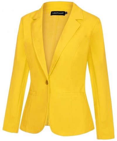 Blazers for Women Casual Long Sleeve Button Front Blazer Work Office Blazers Jacket with Pockets Yellow 2 $24.50 Blazers