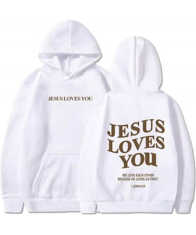 Christian Sweatshirts For Women Oversized Jesus Loves You Pullover Hoodie Pockets Casual Long Sleeve T Shirts White-22 $12.65...