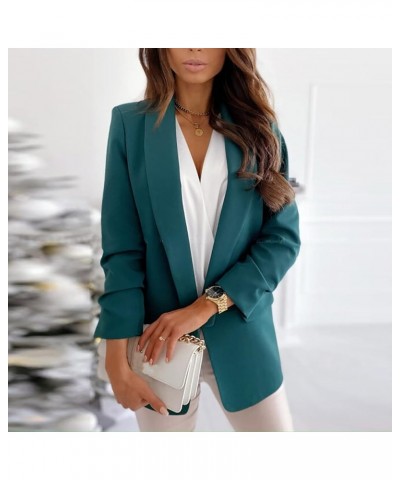 Black Blazers for Women Business Casual Long Sleeve Jackets Fashion Solid Color Lapel Collar Formal Suit Jackets 06-green $8....