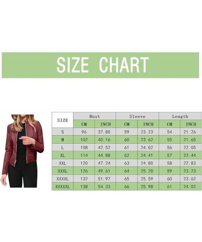 Women's Cropped Leather Jackets Zipper Long Sleeve Slim fit Motorcycle Coats Outerwear S-5XL Green Army $10.19 Coats