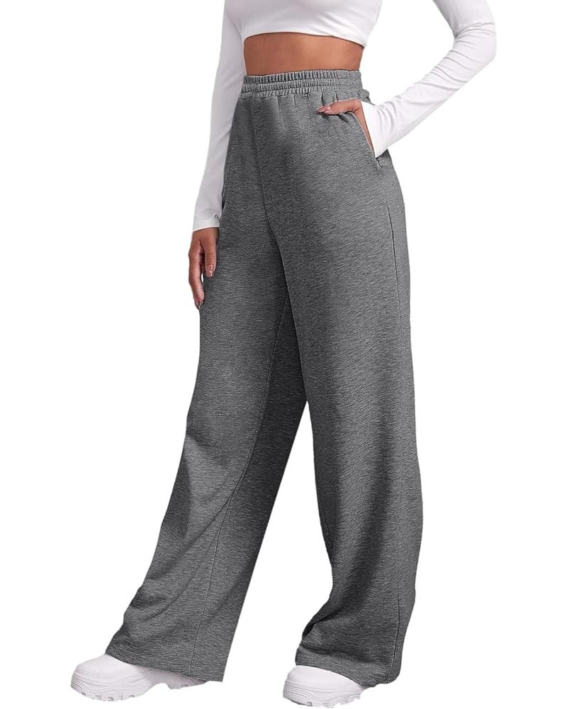 High Waisted Wide Leg Sweatpants Women Cozy Fleece Sweatpants with Pockets Baggy Casual Elastic Waist Yoga Pants Winter Ba- G...