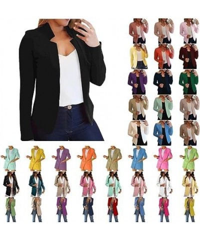 Black Blazers for Women Business Casual Long Sleeve Jackets Fashion Solid Color Lapel Collar Formal Suit Jackets 06-green $8....