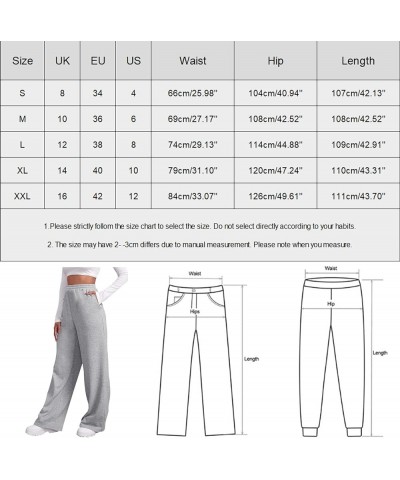 High Waisted Wide Leg Sweatpants Women Cozy Fleece Sweatpants with Pockets Baggy Casual Elastic Waist Yoga Pants Winter Ba- G...