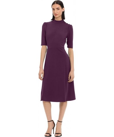 Women's Mock Neck Crepe Fit and Flare Dress Career Office Workwear Desk to Dinner Guest of Pickled Beet $23.87 Dresses