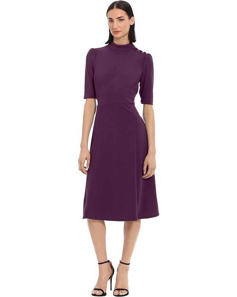 Women's Mock Neck Crepe Fit and Flare Dress Career Office Workwear Desk to Dinner Guest of Pickled Beet $23.87 Dresses