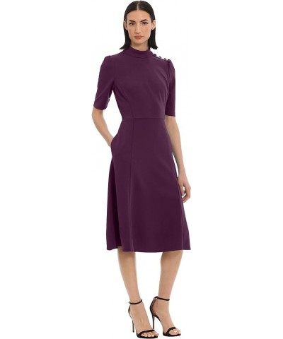 Women's Mock Neck Crepe Fit and Flare Dress Career Office Workwear Desk to Dinner Guest of Pickled Beet $23.87 Dresses