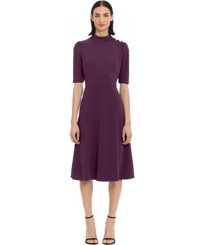 Women's Mock Neck Crepe Fit and Flare Dress Career Office Workwear Desk to Dinner Guest of Pickled Beet $23.87 Dresses