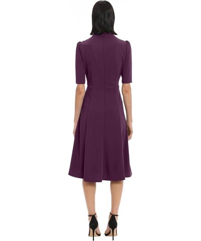 Women's Mock Neck Crepe Fit and Flare Dress Career Office Workwear Desk to Dinner Guest of Pickled Beet $23.87 Dresses