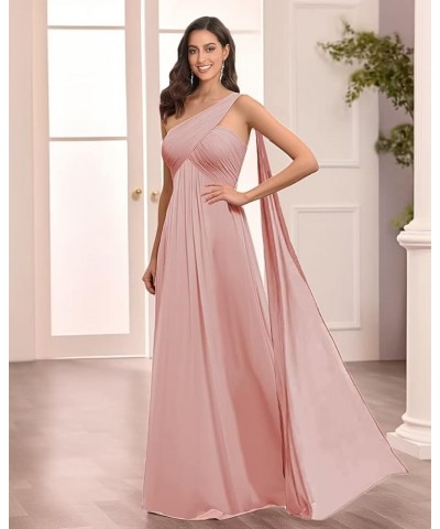 One Shoulder Bridesmaid Dresses for Wedding Long Chiffon Ruched Bust Formal Evening Dress Plum $27.50 Dresses