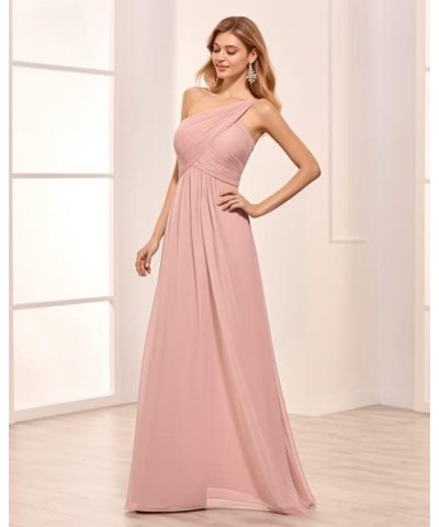 One Shoulder Bridesmaid Dresses for Wedding Long Chiffon Ruched Bust Formal Evening Dress Plum $27.50 Dresses