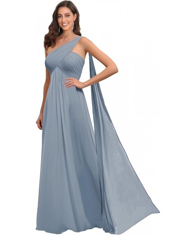 One Shoulder Bridesmaid Dresses for Wedding Long Chiffon Ruched Bust Formal Evening Dress Plum $27.50 Dresses