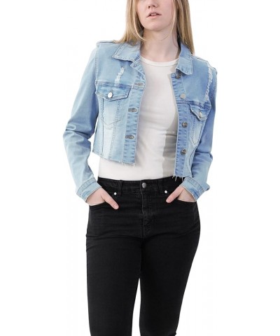 Women's Luxury Clothing Denim Jackets, Comfortable & Stylish Coat Half Blue $17.26 Jackets