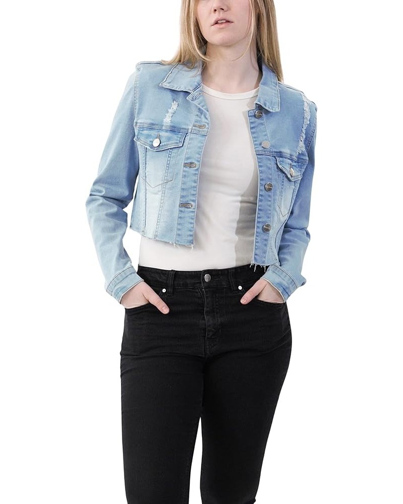 Women's Luxury Clothing Denim Jackets, Comfortable & Stylish Coat Half Blue $17.26 Jackets