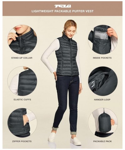 Women's Lightweight Packable Accent Puffer Jacket, Water-Resistant Winter Coat Vest Charcoal $32.39 Jackets