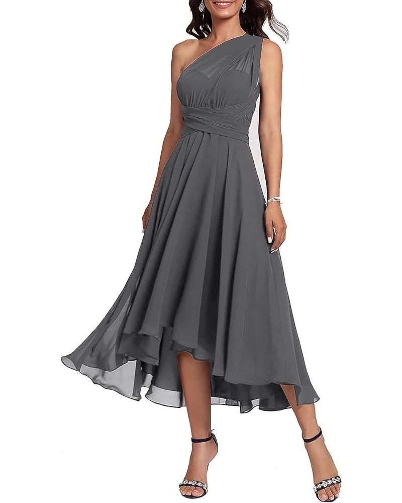 Chiffon Convertible Mother of The Bride Dresses Tea Length Infinity Formal Dress for Women Wedding Guest Steel Grey $35.69 Dr...