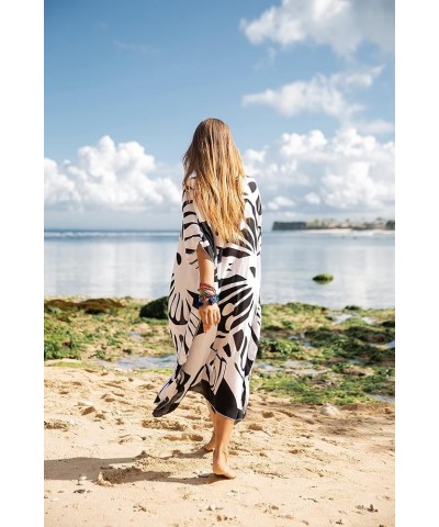 Womens Swimsuit Cover Up Long Maxi Beach Kaftan Flowy Boho Loose Tunic Dress Rayon Red Butterfly Swirls $24.72 Swimsuits