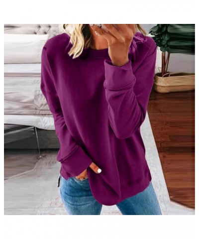 Top for Women,Womens Sweatshirts Long Sleeve Crew Neck Pullover Sweatshirt Casual Outfits 2023 Fall Clothes 2-purple $10.25 H...