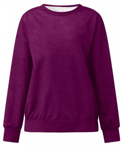 Top for Women,Womens Sweatshirts Long Sleeve Crew Neck Pullover Sweatshirt Casual Outfits 2023 Fall Clothes 2-purple $10.25 H...