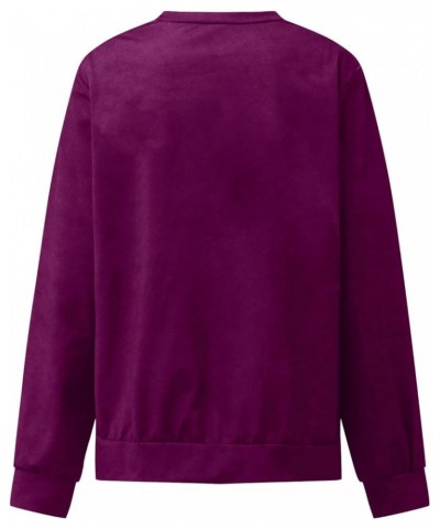 Top for Women,Womens Sweatshirts Long Sleeve Crew Neck Pullover Sweatshirt Casual Outfits 2023 Fall Clothes 2-purple $10.25 H...