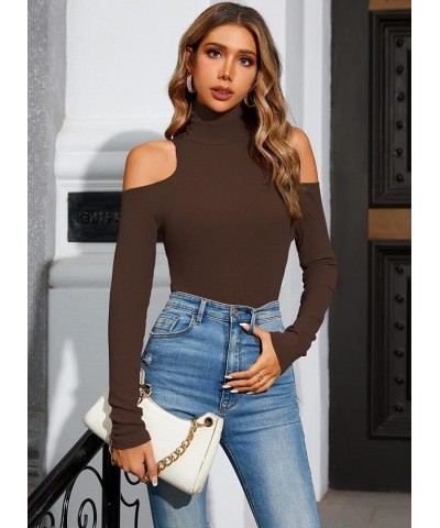 Women Sleeveless/Long Sleeve Mock Turtleneck Tank Tops Slim Fit Stretchy Layer Tee Shirts 50088 Browm $11.99 Tanks