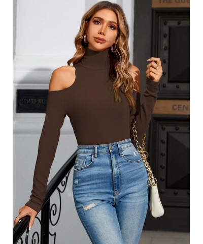 Women Sleeveless/Long Sleeve Mock Turtleneck Tank Tops Slim Fit Stretchy Layer Tee Shirts 50088 Browm $11.99 Tanks