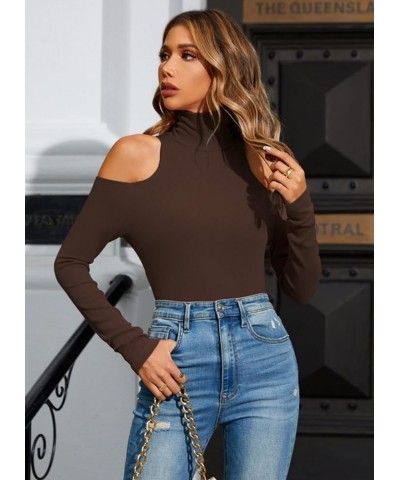 Women Sleeveless/Long Sleeve Mock Turtleneck Tank Tops Slim Fit Stretchy Layer Tee Shirts 50088 Browm $11.99 Tanks