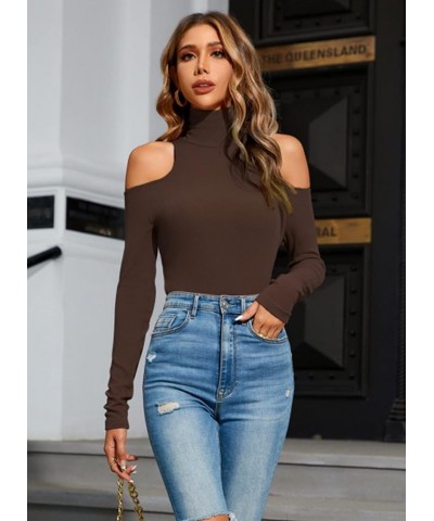 Women Sleeveless/Long Sleeve Mock Turtleneck Tank Tops Slim Fit Stretchy Layer Tee Shirts 50088 Browm $11.99 Tanks