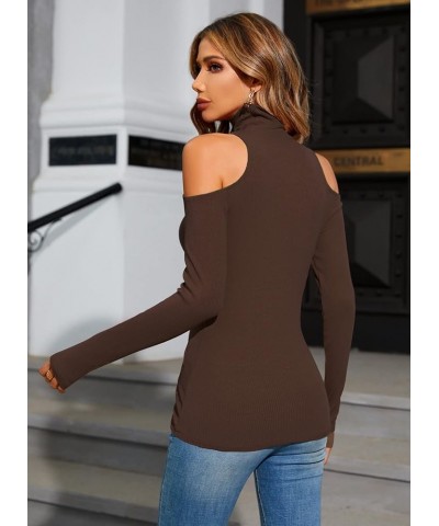 Women Sleeveless/Long Sleeve Mock Turtleneck Tank Tops Slim Fit Stretchy Layer Tee Shirts 50088 Browm $11.99 Tanks