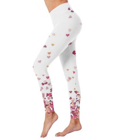 Holiday Heart Printed Leggings High Waisted Slim Tummy Control Pants for Gym Leggings Running Cycling Yoga 01-pink $8.98 Legg...