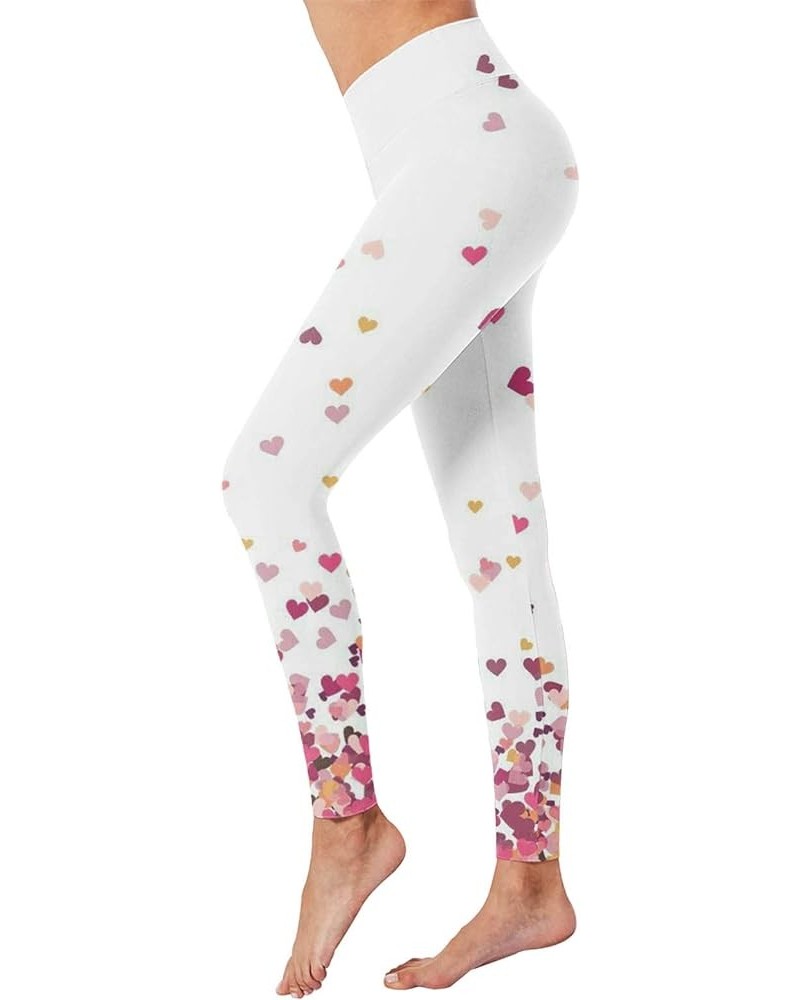 Holiday Heart Printed Leggings High Waisted Slim Tummy Control Pants for Gym Leggings Running Cycling Yoga 01-pink $8.98 Legg...