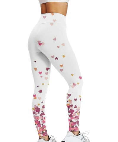 Holiday Heart Printed Leggings High Waisted Slim Tummy Control Pants for Gym Leggings Running Cycling Yoga 01-pink $8.98 Legg...