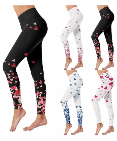 Holiday Heart Printed Leggings High Waisted Slim Tummy Control Pants for Gym Leggings Running Cycling Yoga 01-pink $8.98 Legg...