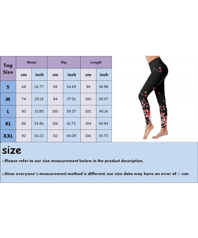 Holiday Heart Printed Leggings High Waisted Slim Tummy Control Pants for Gym Leggings Running Cycling Yoga 01-pink $8.98 Legg...