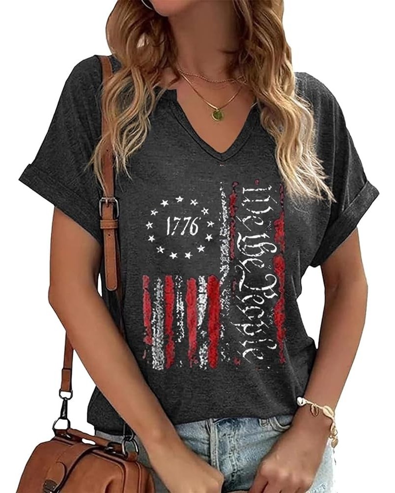 Camouflage American Flag Lace Up Blouse Women 4th of July Flag Short Sleeve USA Patriotic Printed Shirt Tops Casual Shirt Dar...