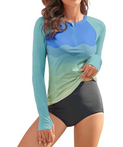 Women's Rash Guard UPF 50+ Long Sleeve Swim Shirts Thumb Holes UV Sun Protection Bathing Suit Swimsuit No Bottoms&Bras Gradie...