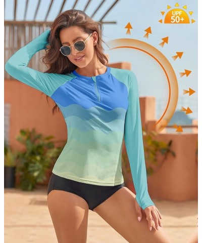 Women's Rash Guard UPF 50+ Long Sleeve Swim Shirts Thumb Holes UV Sun Protection Bathing Suit Swimsuit No Bottoms&Bras Gradie...