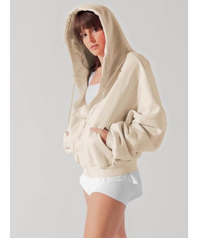 Womens Zip Up Hoodies Casual Hooded Oversized Sweatshirts Jackets Apricot 011 $14.24 Hoodies & Sweatshirts