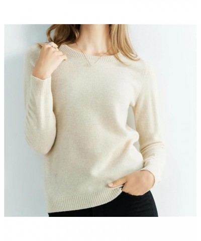 Women Knitted Cashmere Sweater 100% Merino Wool O-Neck Vintage Pullovers Autumn Winter Jumpers Clothing Tops Beige $31.58 Swe...