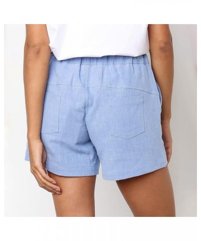 Womens Plus Size Lounge Shorts Casual Loose Fit High Waist Drawstring Wide Leg Shorts with Pockets 03-blue $7.86 Shorts