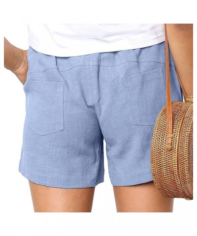 Womens Plus Size Lounge Shorts Casual Loose Fit High Waist Drawstring Wide Leg Shorts with Pockets 03-blue $7.86 Shorts