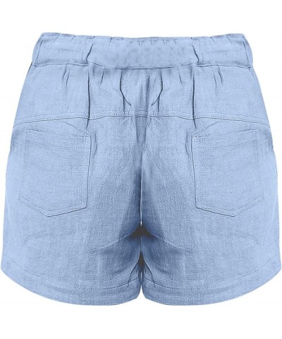 Womens Plus Size Lounge Shorts Casual Loose Fit High Waist Drawstring Wide Leg Shorts with Pockets 03-blue $7.86 Shorts