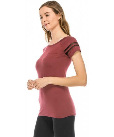 Women's Summer Top Tee - Basic Premium Soft Jersey Stretch Short Sleeve T Shirt Top1211 / Wild Ginger $8.67 T-Shirts