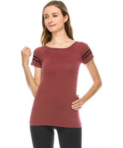 Women's Summer Top Tee - Basic Premium Soft Jersey Stretch Short Sleeve T Shirt Top1211 / Wild Ginger $8.67 T-Shirts